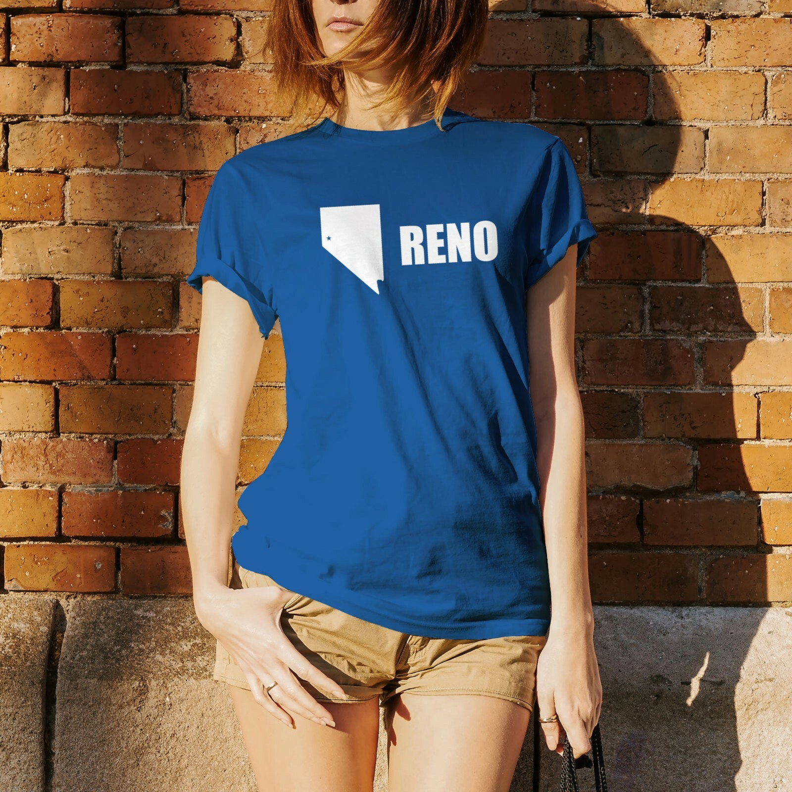 Reno US City Flag Basic Cotton T-Shirt – Royal