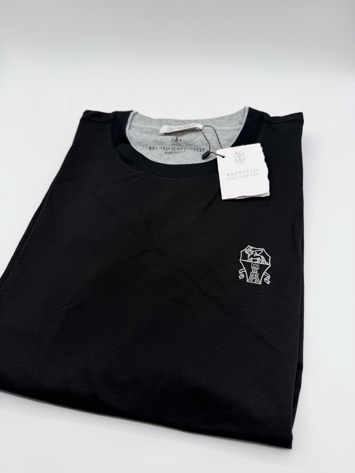 BRUNELLO CUCINELLI Black Embroidered Layered Short-Sleeve T-Shirt, Size XL gallery