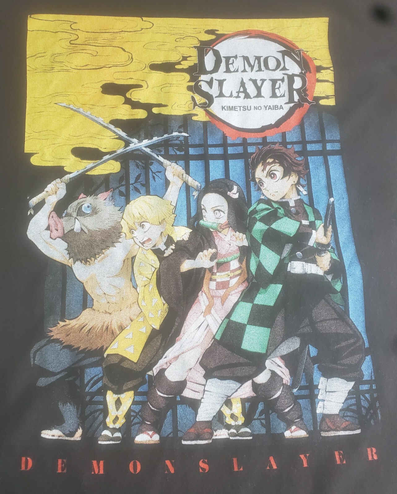 Demon Slayer Unisex Size L Black Basic Cast Cotton T-Shirt gallery