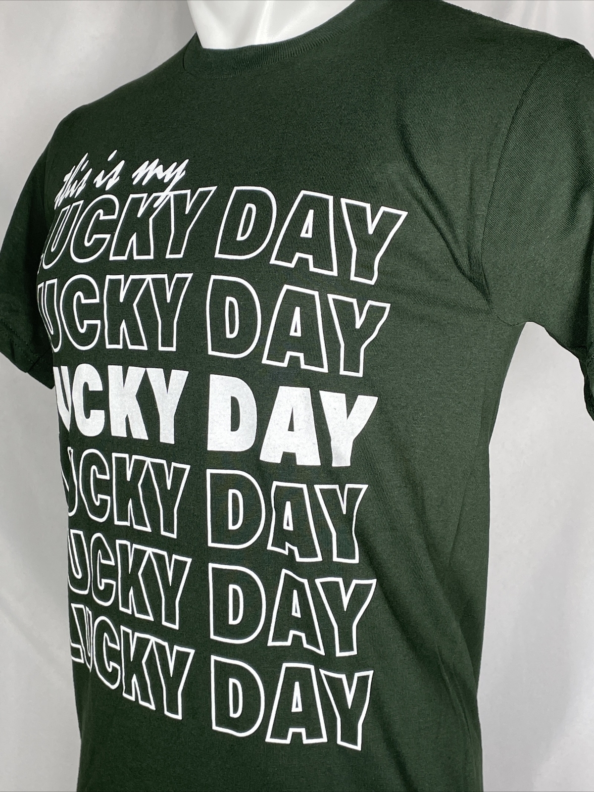 THIS IS MY LUCKY DAY Green T-Shirt Men's SMALL gallery