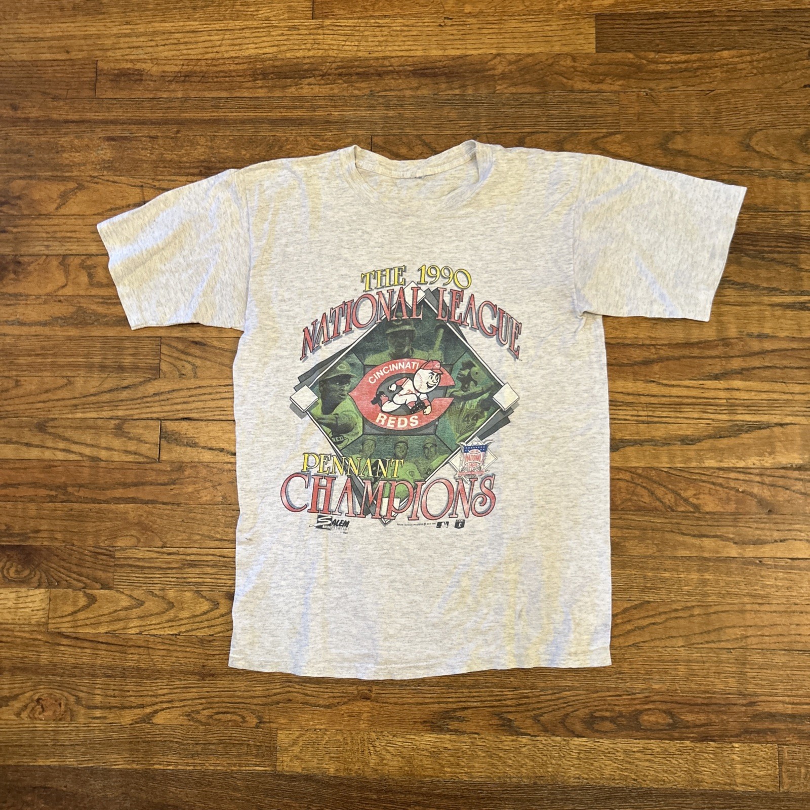 Vintage 1990 Salem Sportswear Cincinnati Reds World Champs Shirt 90s Large L gallery