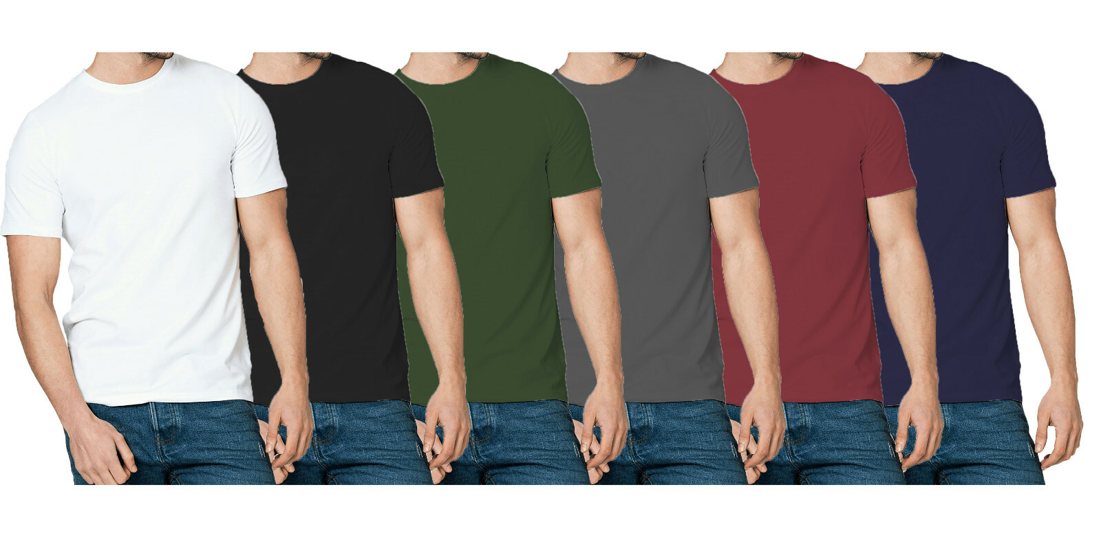 1 , 3 & 5 Pack Mens T-Shirt Cotton Plain Tee Shirts T Shirt Round Neck Lot New gallery