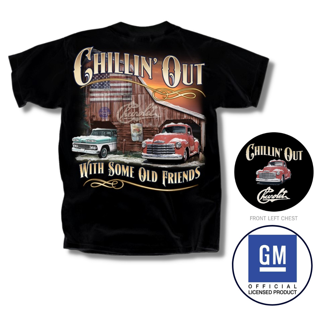 Chevy Trucks Chillin’ Out With Some Old Friends T-Shirt Black Official Licensed