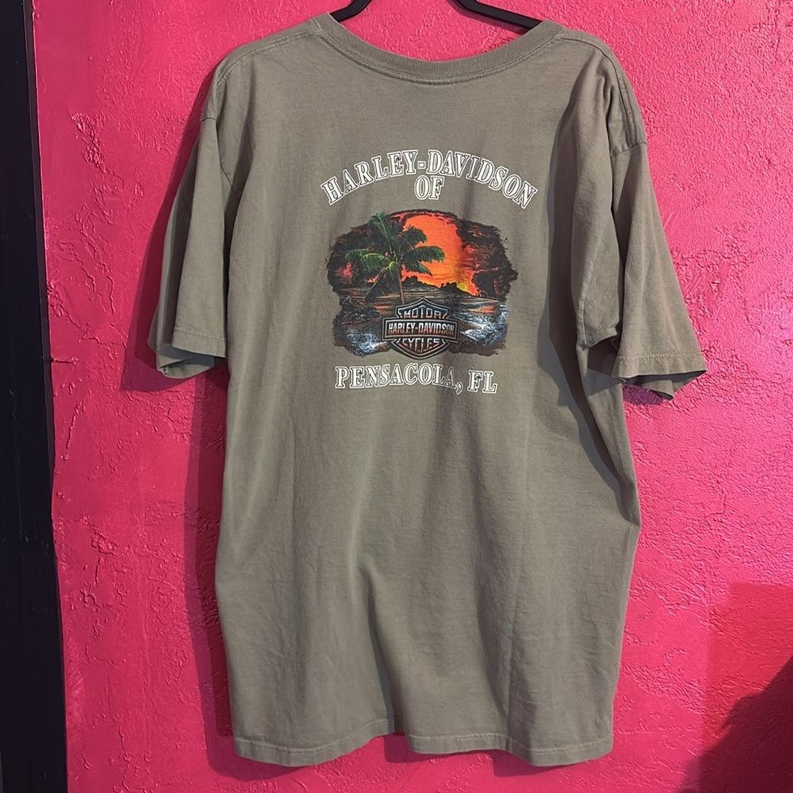Harley-Davidson olive green graphic tshirt. Sz XL. From Pensacola FL. 2007. gallery