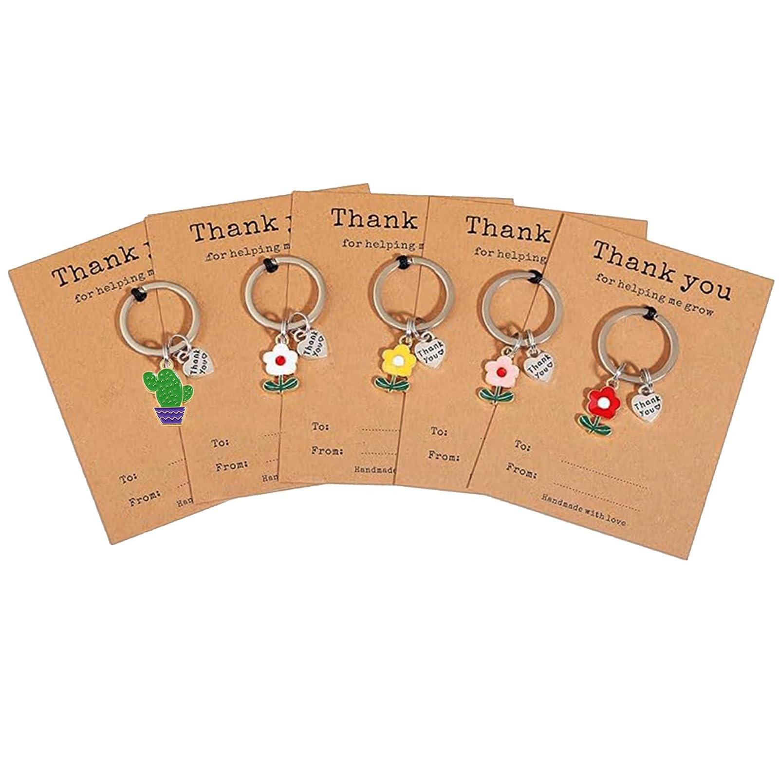 5PCS Flower Keychain Charms with Thank You for Helping Me Grow Cards Teacher ... gallery
