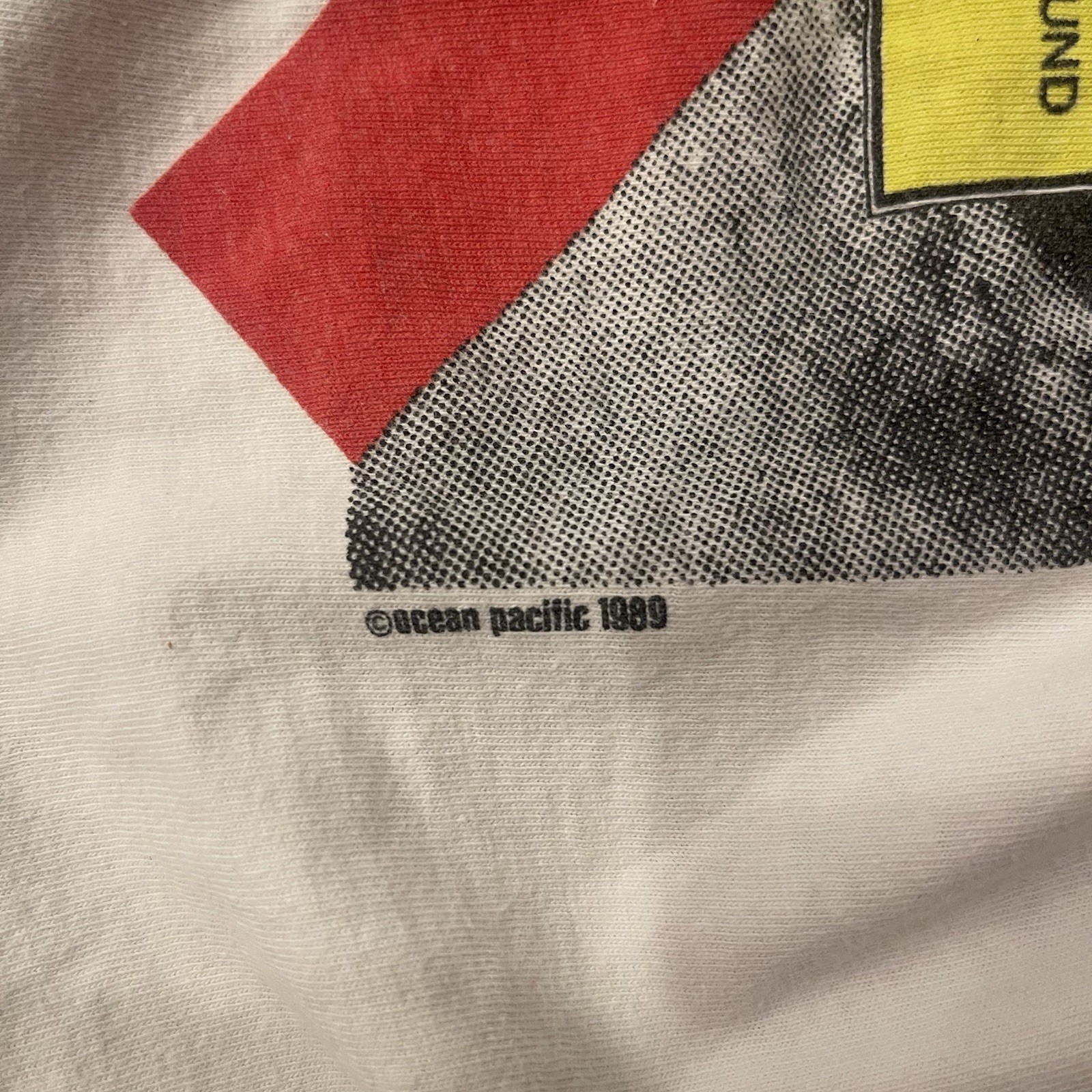 Vtg 80s OP Ocean Pacific Skull Rebel Skater Censored Double Sided 1989 Graphic L gallery