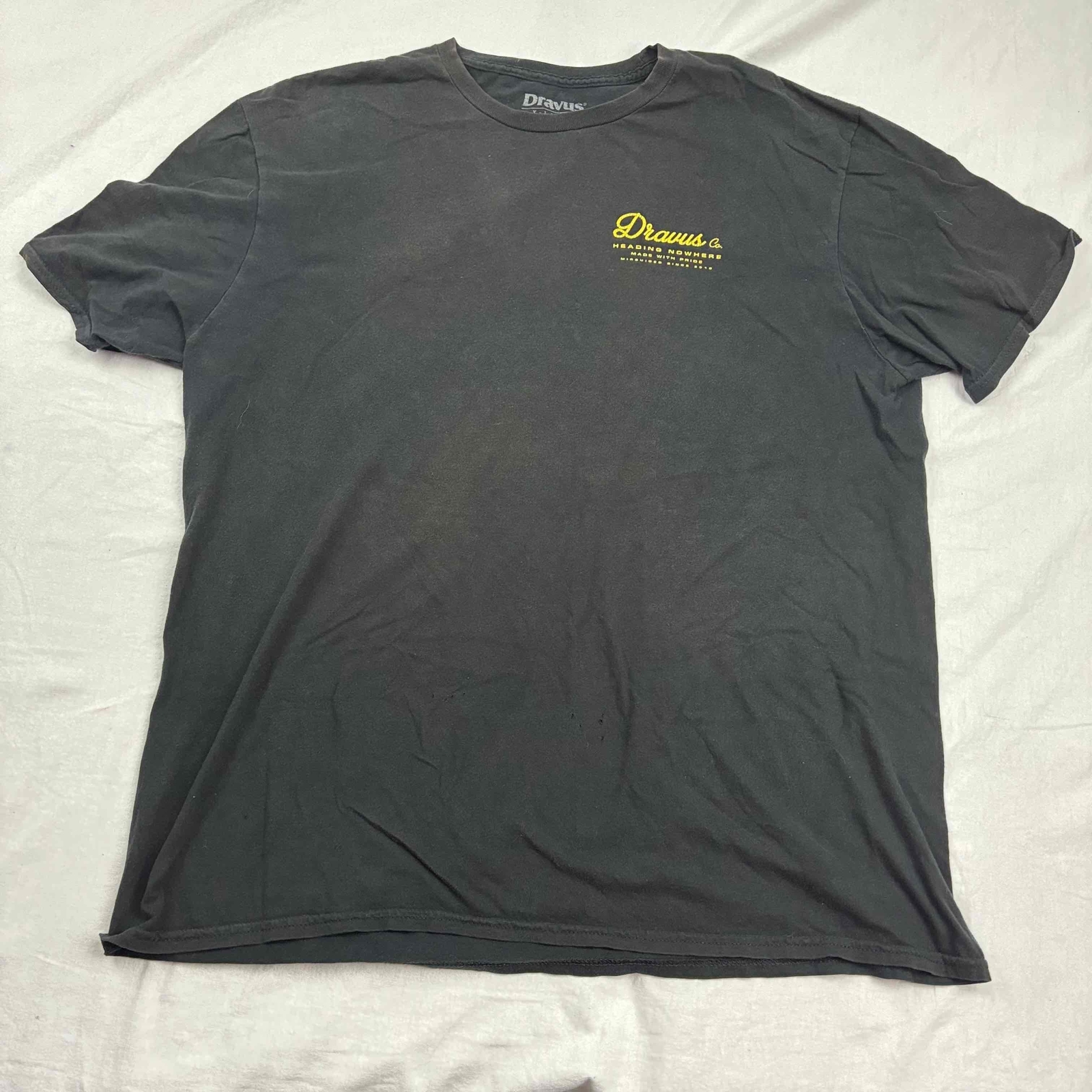 Dravus Co. Mens Graphic T-Shirt Black Yellow Crew XL Heading Nowhere gallery