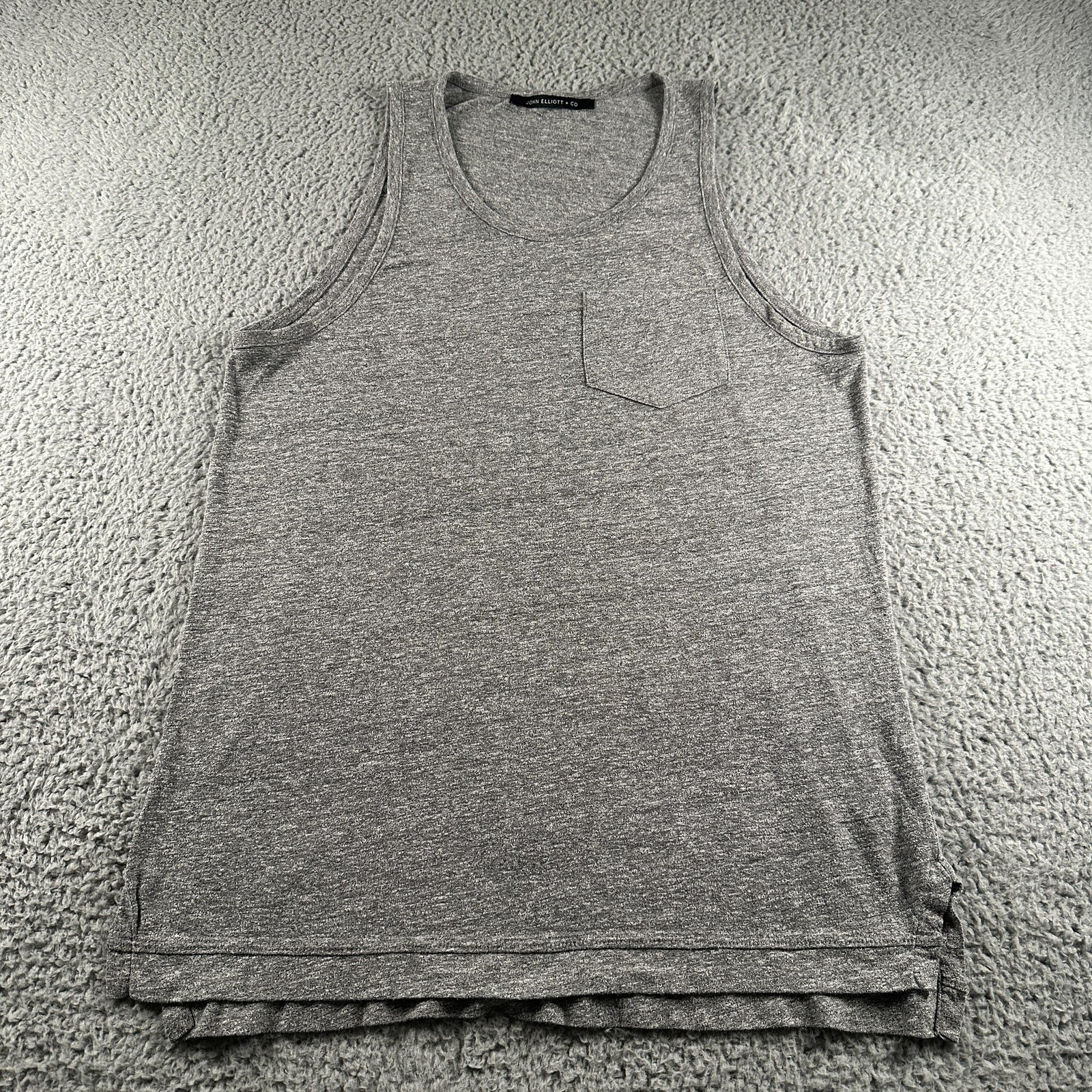 John Elliott + Co Tank Mens L Gray Jersey Lightweight Pocket Scoop Neck USA gallery