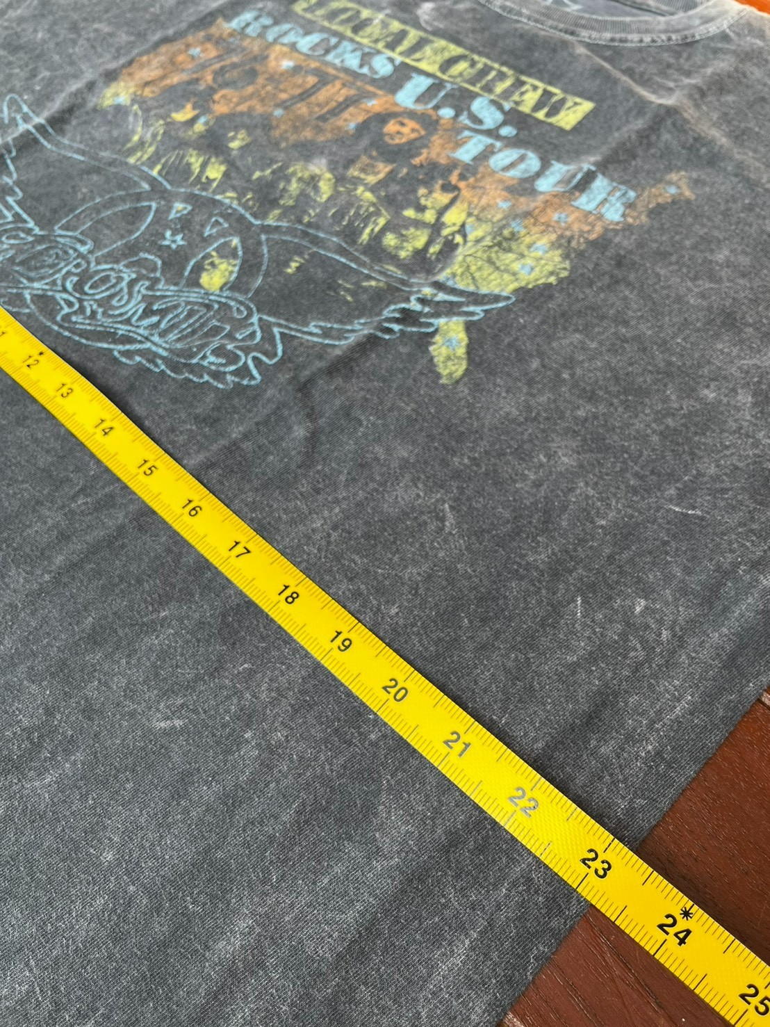 Aerosmith Shirt XL 1976 Rocks Tour Acid Wash Local Crew Grunge Metal Band Tee gallery