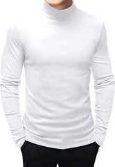 Men Long Sleeve Pullover Sweater Undershirt Mock Turtleneck T-Shirt Slimming Top
