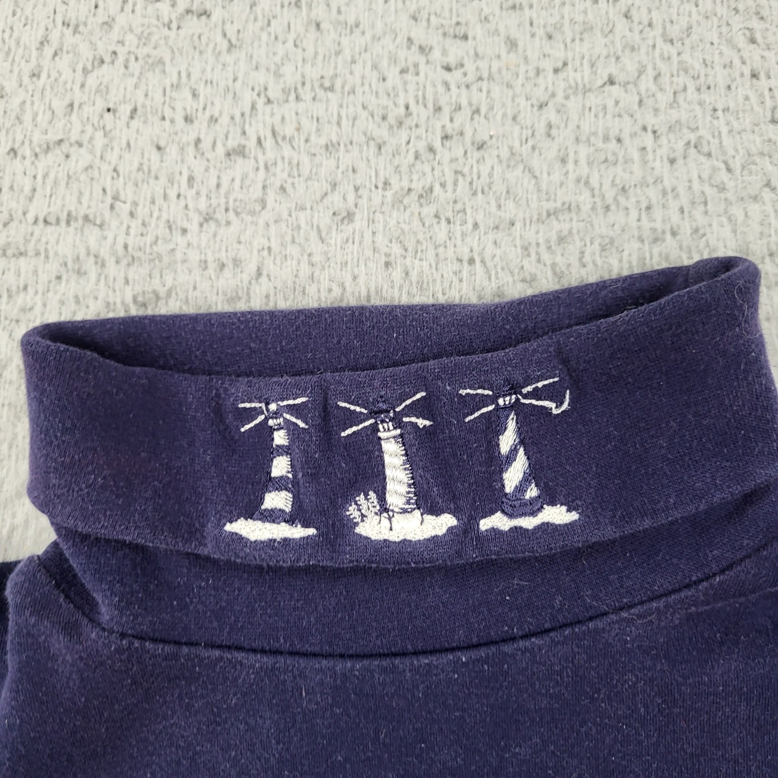Mandal Bay Shirt Mens XL Blue Turtleneck Lighthouses Embroidery gallery