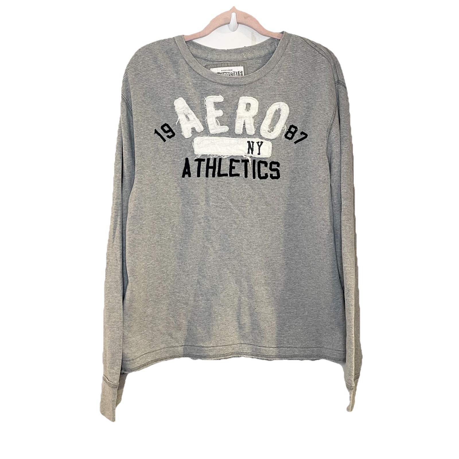 Aeropostale Shirt L/S Thermal Waffle Embroidered Distressed Y2k Grunge XL