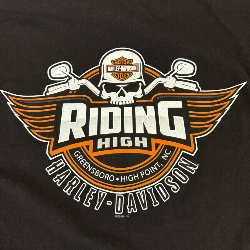 Harley-Davidson Double Sided Graphic Tee Riding High Skull Greensboro NC Size XL gallery