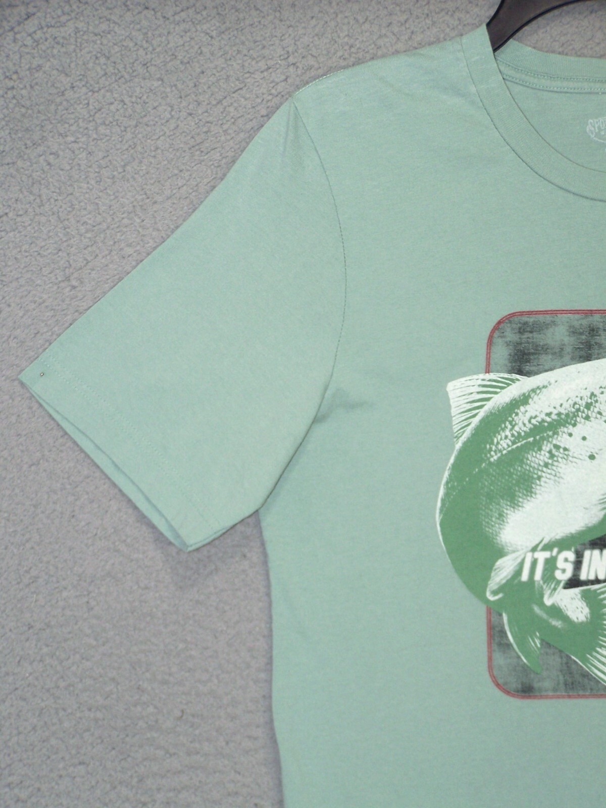 Sportsmans Shirt Large Green Graphic Trout Fish Fishing Short Sleeve Outdoor Men gallery