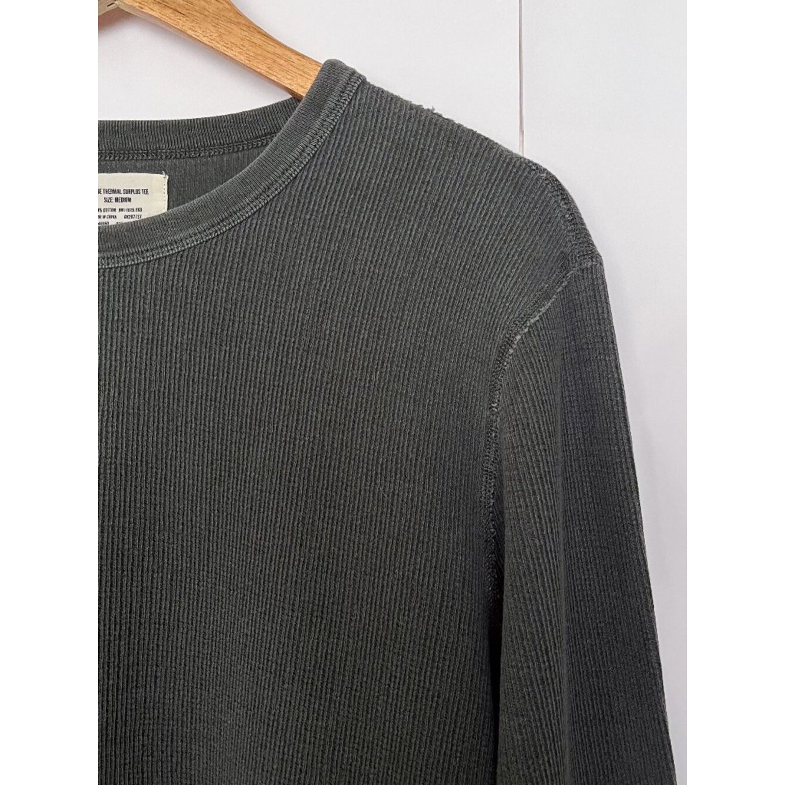 Buck Mason Mens Vintage Thermal Surplus Tee Long Sleeve Waffle Size Medium Gray gallery