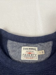 FAHERTY Surplus Waffle Crew Deep Sea Heather Blue Mens Size Lg L Large