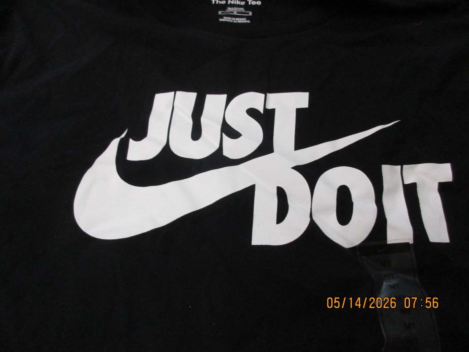 New Nike Men's Just Do It T-Shirt Black White Size MT - Medium-Tall gallery