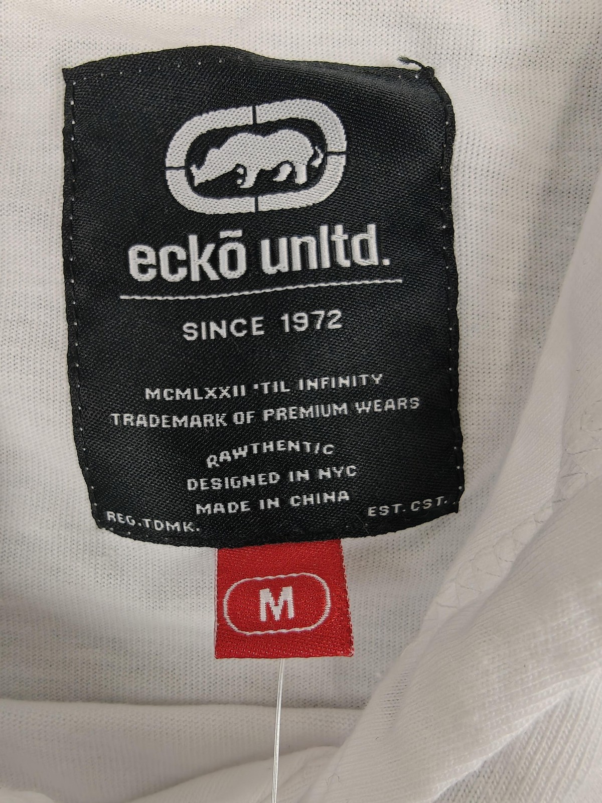 Ecko Unltd Shirt Mens Medium White Short Sleeve Hooded Kangaroo Pocket EO31K826 gallery