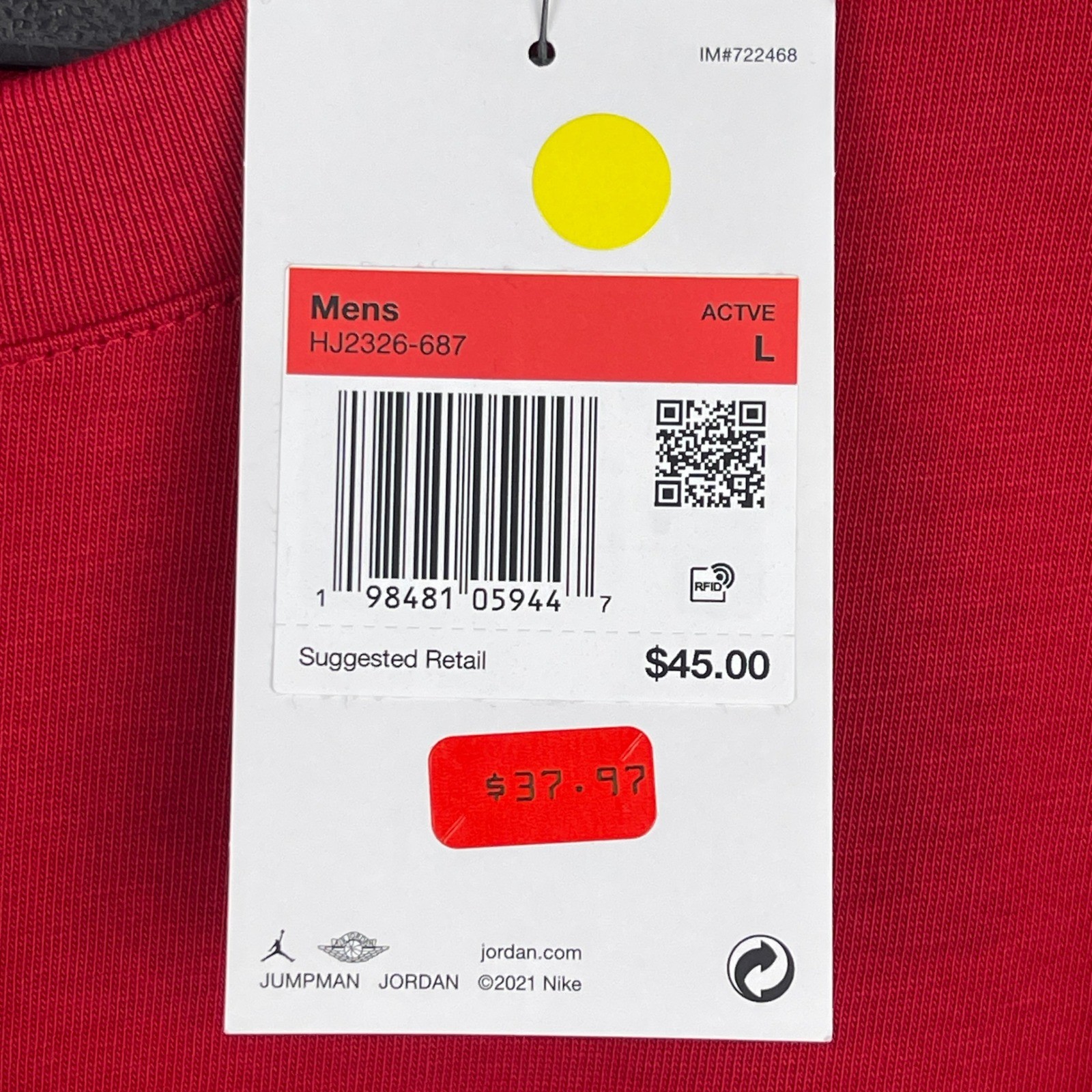 NEW Jordan AJ1 Sneaker Patch Mens L Cotton Short Sleeve T Shirt Red gallery