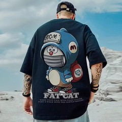 Doraemon Anime Oversized T Shirt Men Streetwear Graphic Tee Free Ship