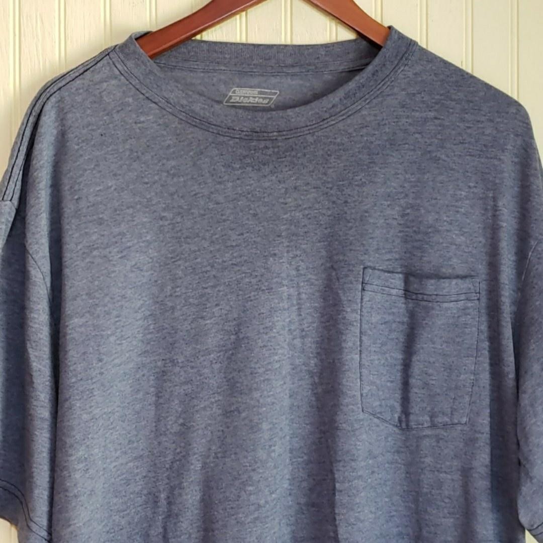 Genuine Dickies Shirt Mens XL Blue Heather Pocket Workwear Tagless Tee Jersey