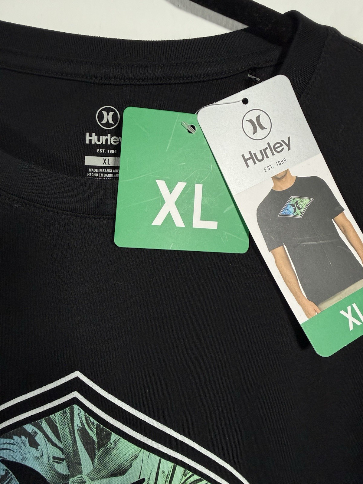 Hurley Tropical Diamond Logo T-Shirt NWT XL Black gallery