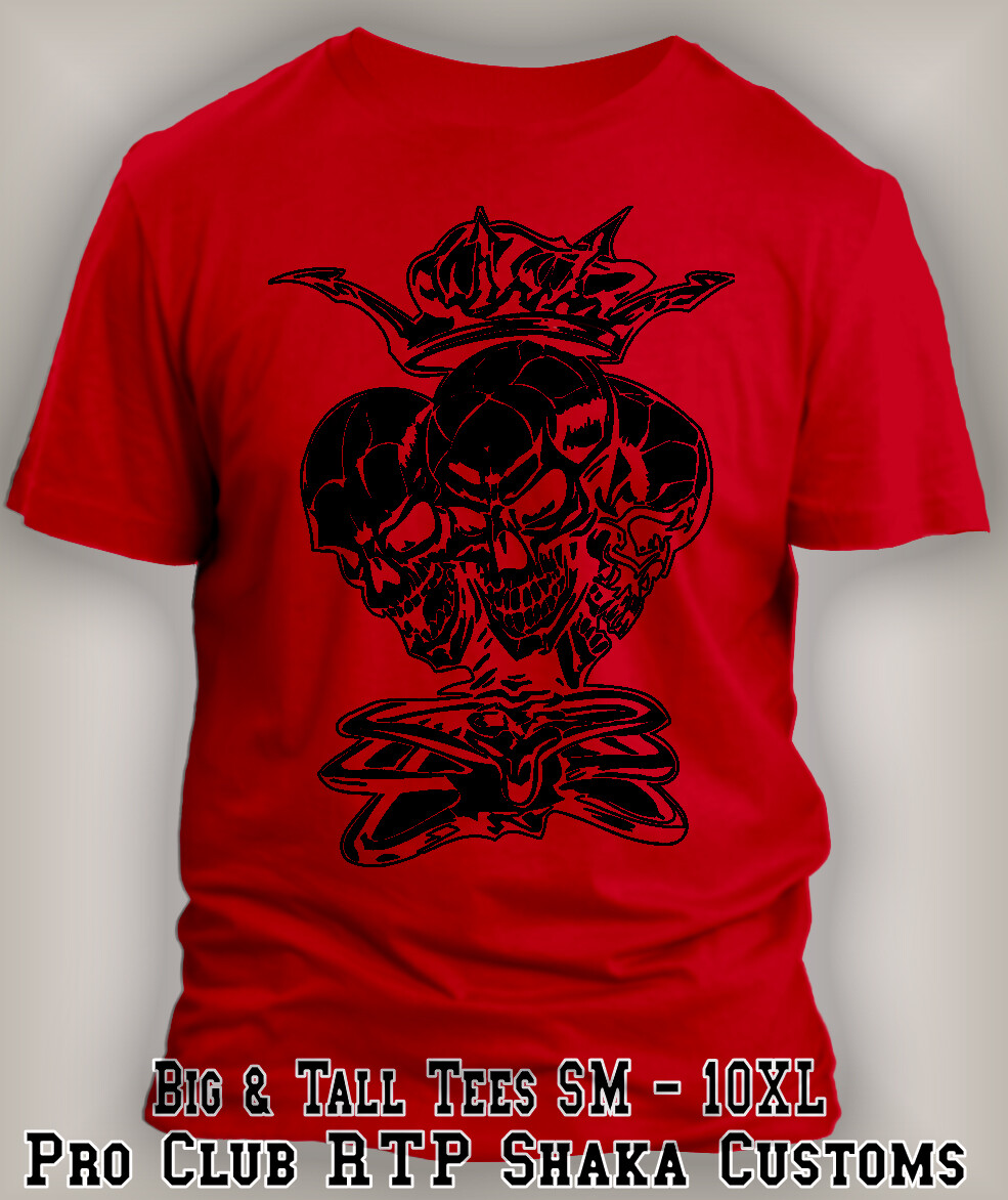 Halloween Skulls 3 Headed Horror Big & Tall Evil Tee Shirt Pro Club Shaka RTP gallery