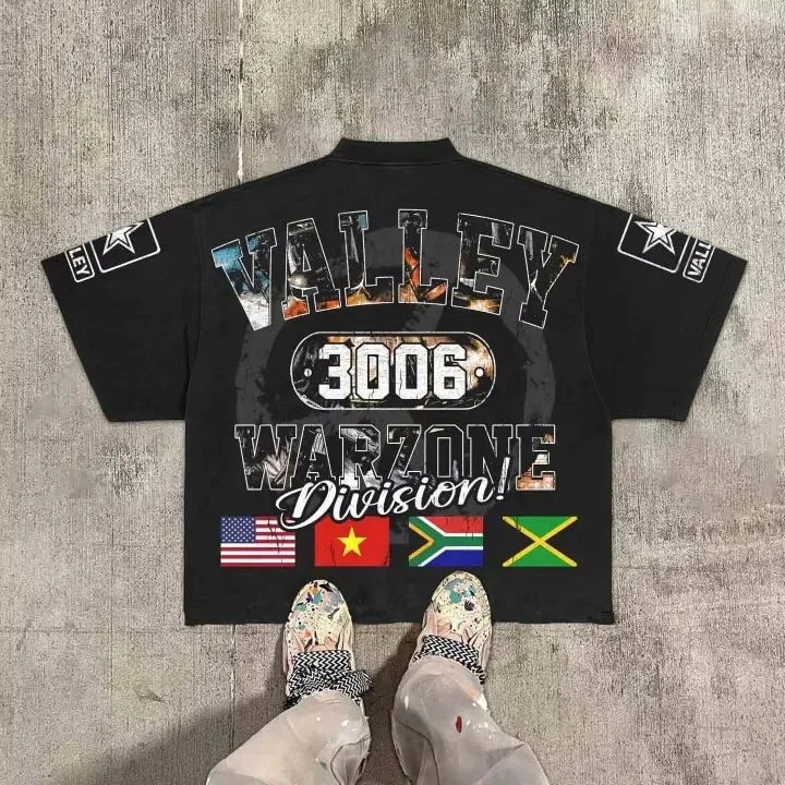 Men's Hip Hop Style Graphic Print Boxy Fit Round Neck Cotton T-Shirt Streetwear gallery