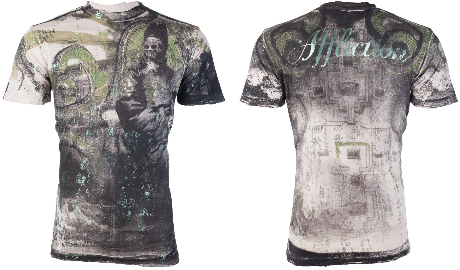 Rare $62 AFFLICTION Sand SERPEANT EMPEROR Short Sleeve Slim Fit Y2K T-shirt NWT gallery
