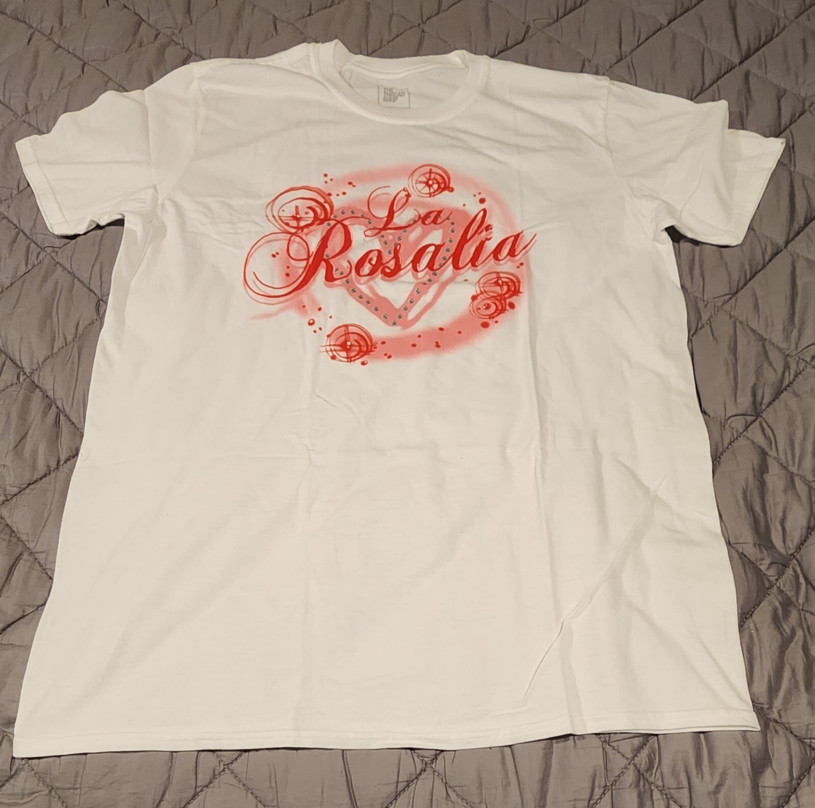 La Rosalia Unisex T-Shirt Adult Large – White Pink Red – The Thread Shop – NWOT