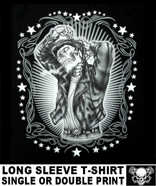 LOST IN 50’s AMERICAN GREASER ELVIS ROCKABILLY GREASE GRAFFITI SKULL T-SHIRT 609