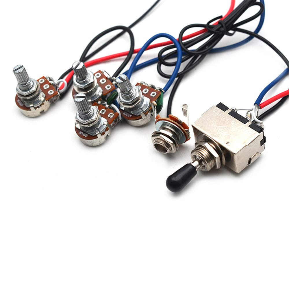 Prewired Guitar Wiring Harness 2V2T with 500K Pots for Gibson Replacement