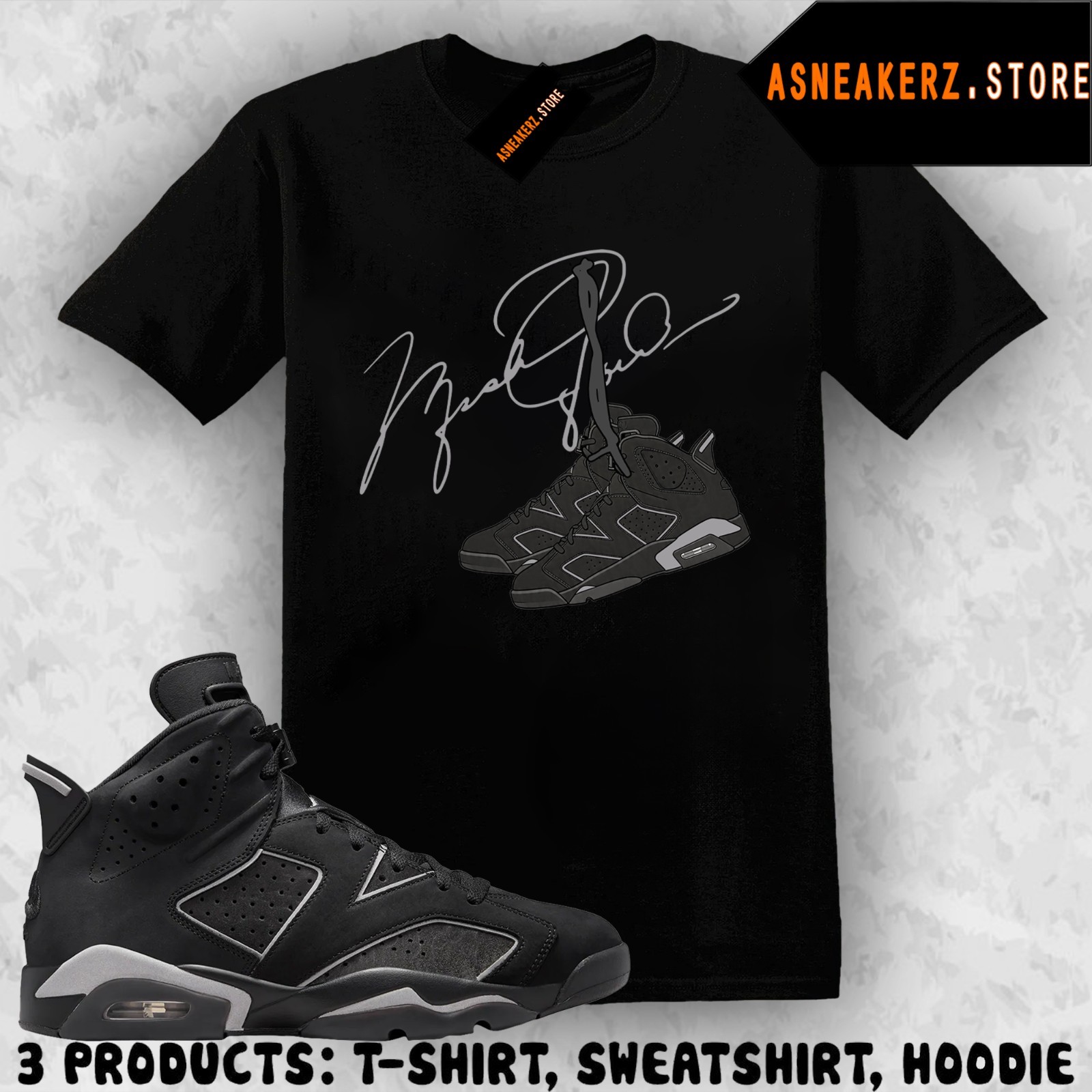 Tee Shirt Matching AJ 6 Cap and Gown 2026 Match Sneaker MJ Shoelace 6s T-Shirt