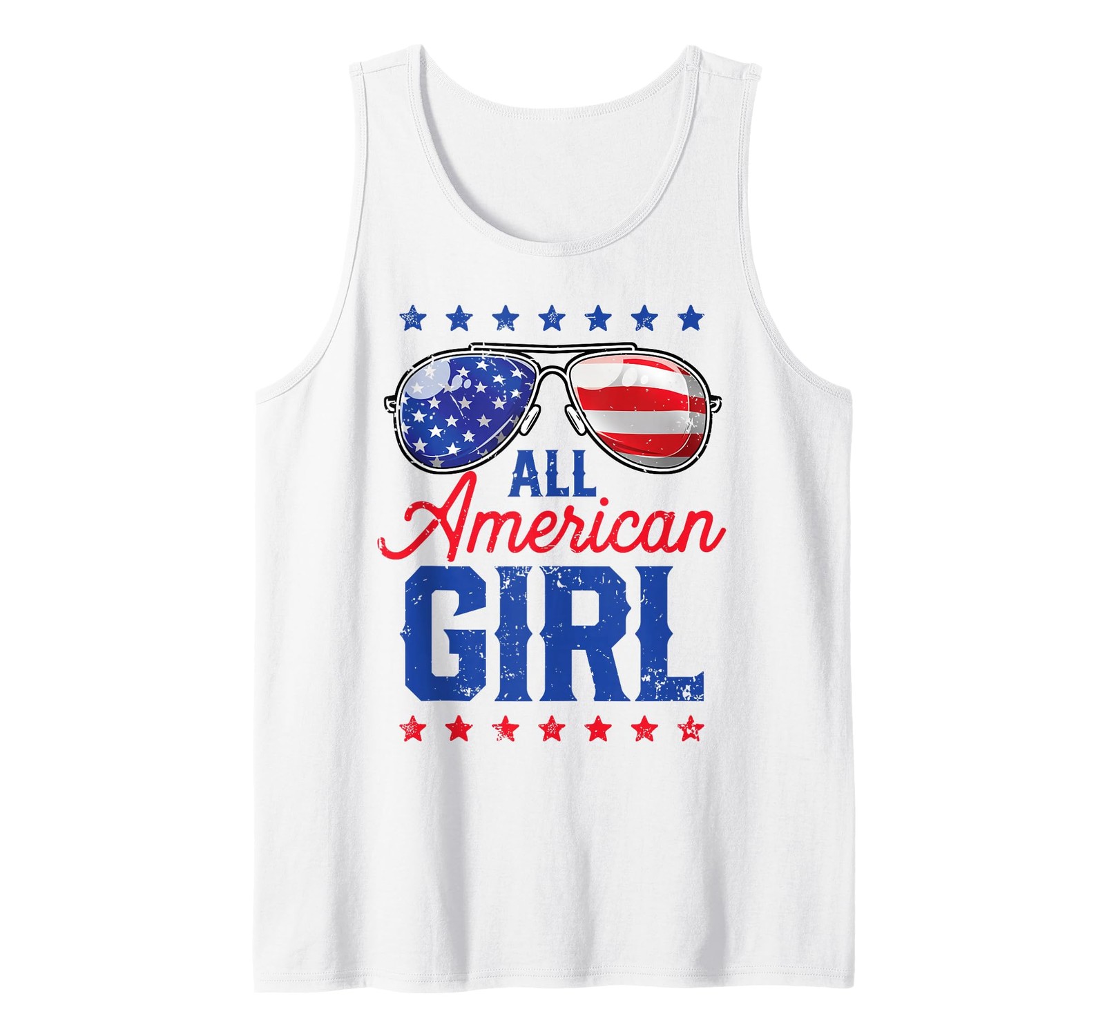 All American Girl 4th of July USA Sunglasses Family Matching Tank Top