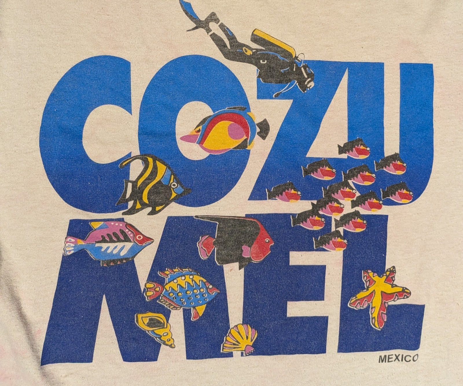 VTG M&O Knits Cozumel Mexico Underwater Diving Snorkling Fish T-Shirt Men's Sz S gallery