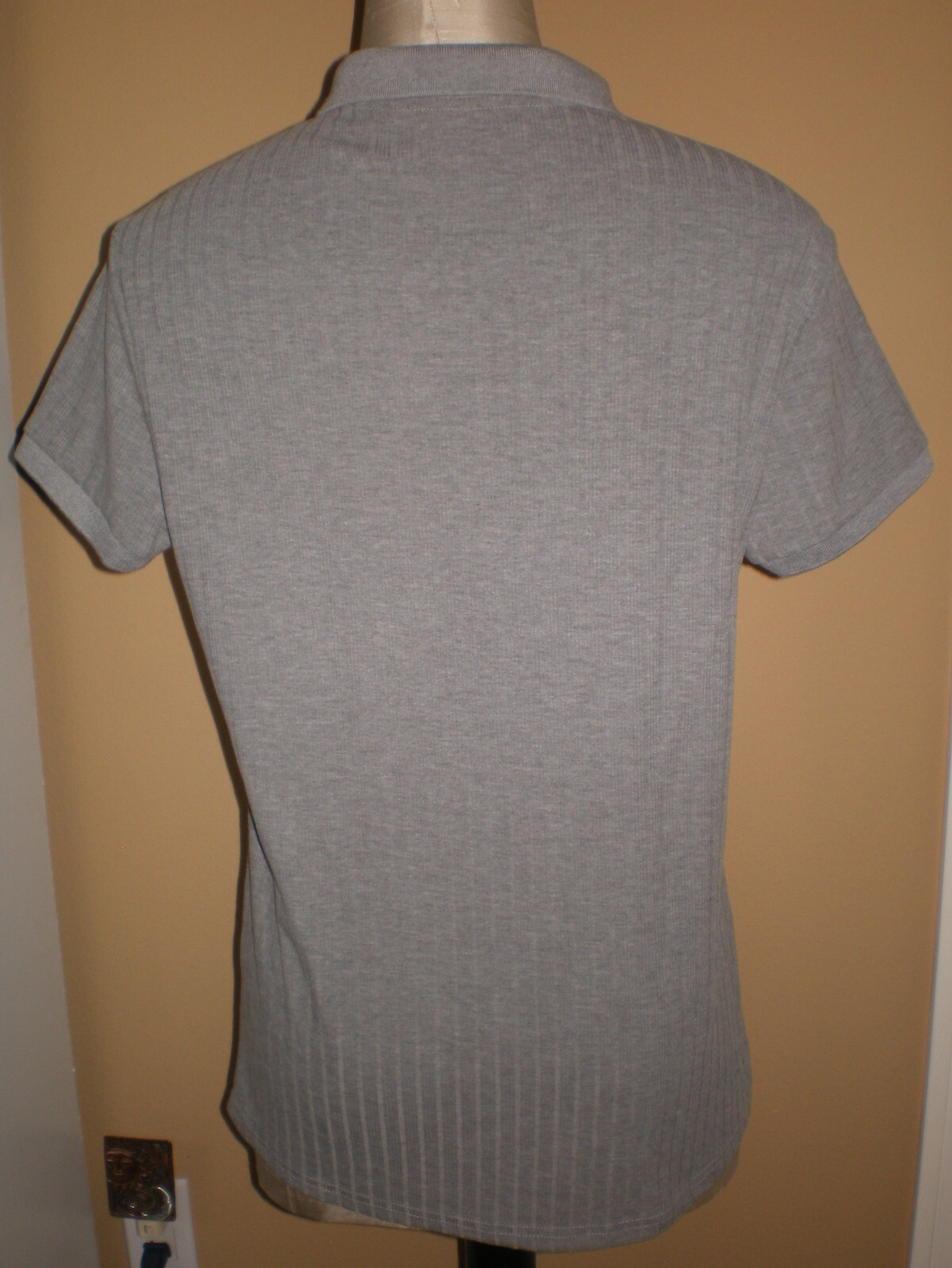 NITAGUT Mens GREY * GRAY Casual Short Sleeve Collared Ribbed Knit POLO Shirt S gallery