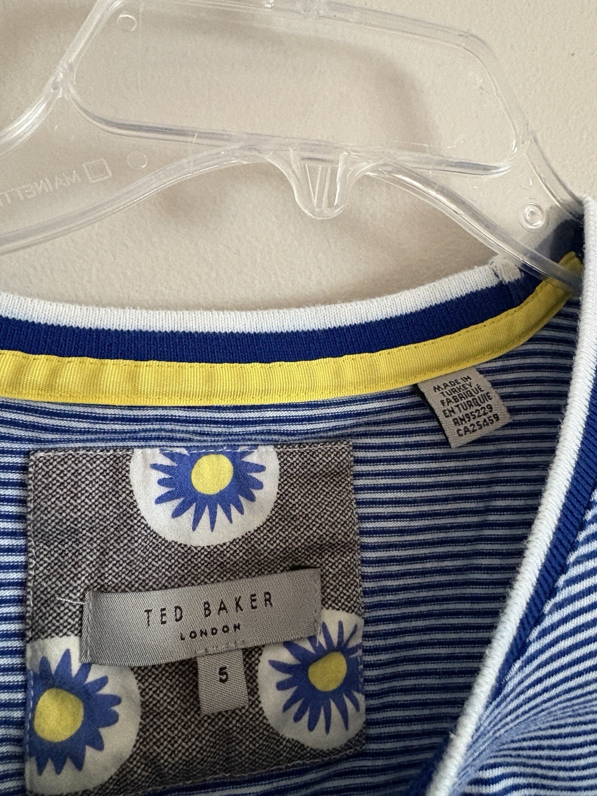 Ted Baker London Men’s Striped Tshirt US XL UK 5 Blue White 100% Cotton gallery