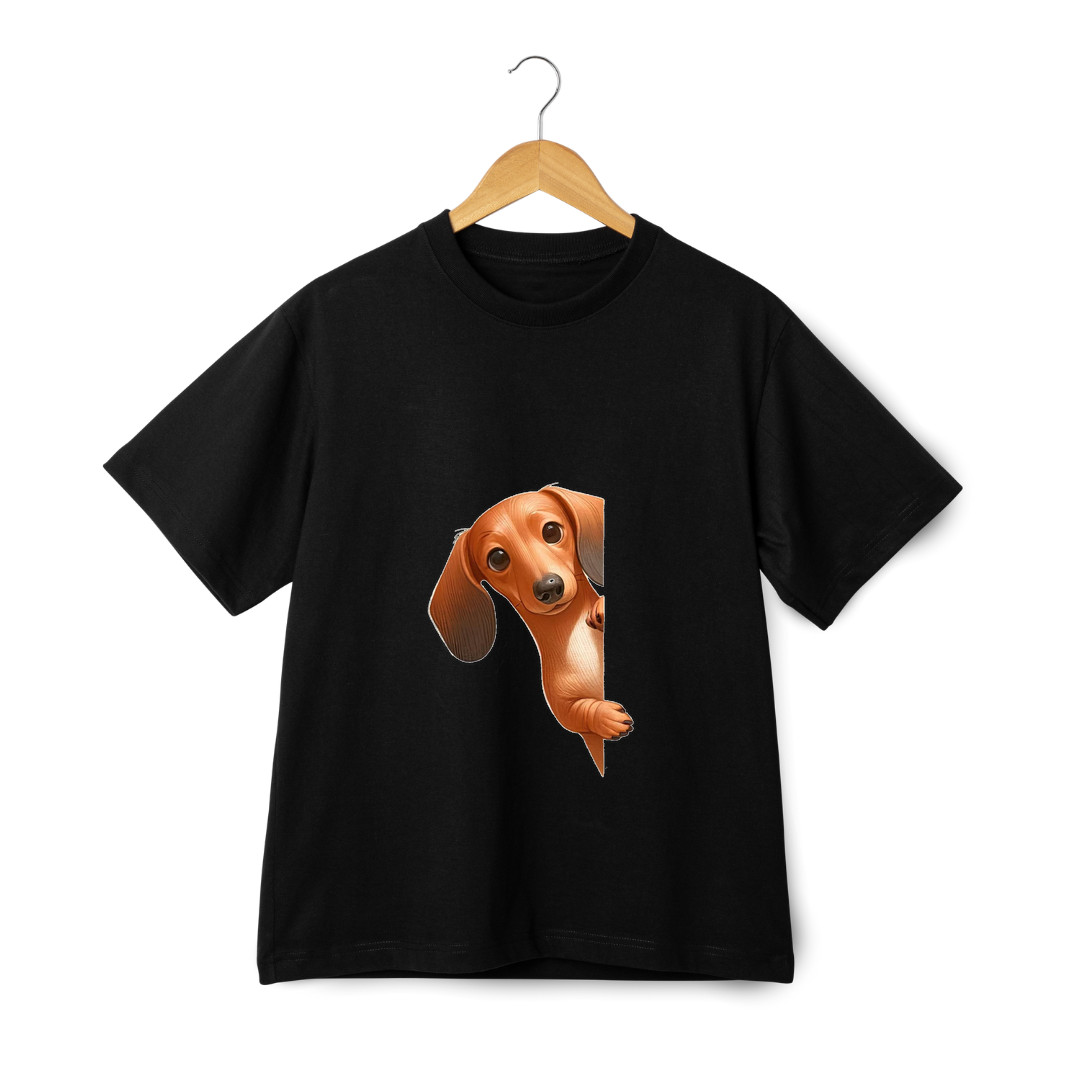 Dachshund Peekaboo T-Shirt - Unisex Cute Wiener Dog Cartoon Graphic Tee gallery