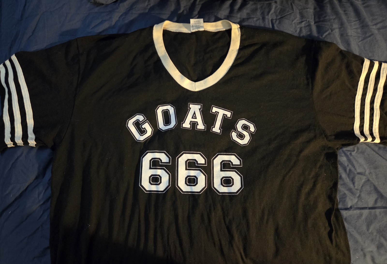 Augusta Sportswear 2XL Black/White Ringer V-Neck Graphic T-Shirt GOATS 666