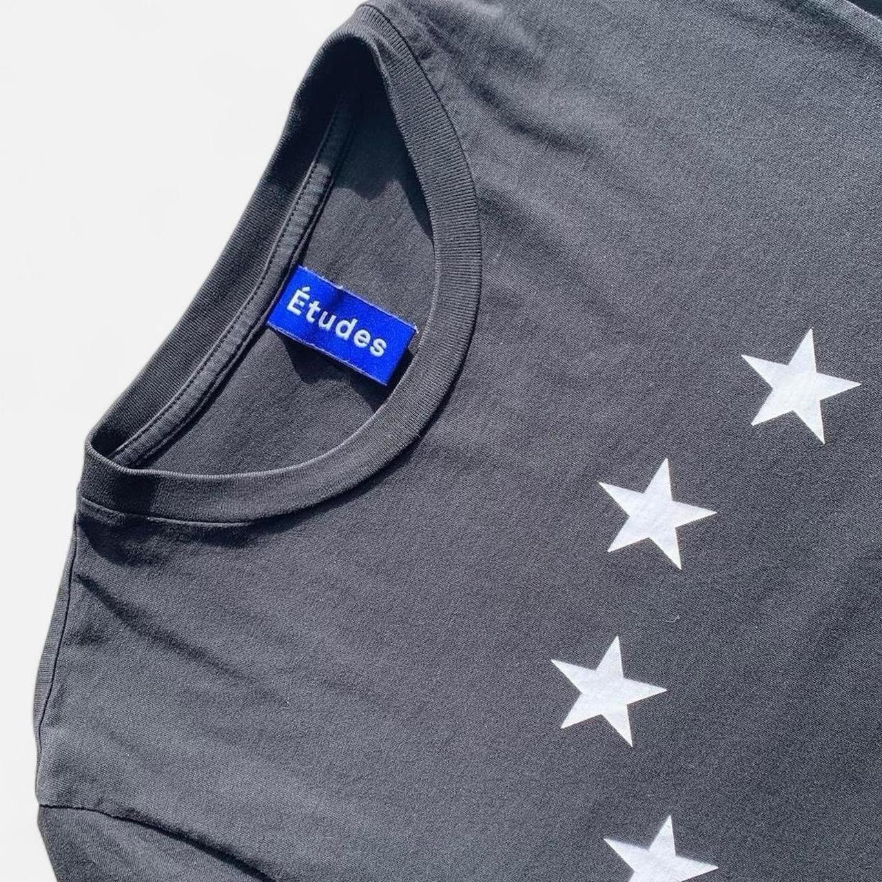 Etudes Black Wonder Europa White Star Cotton Jersey Short Sleeve T-Shirt Small