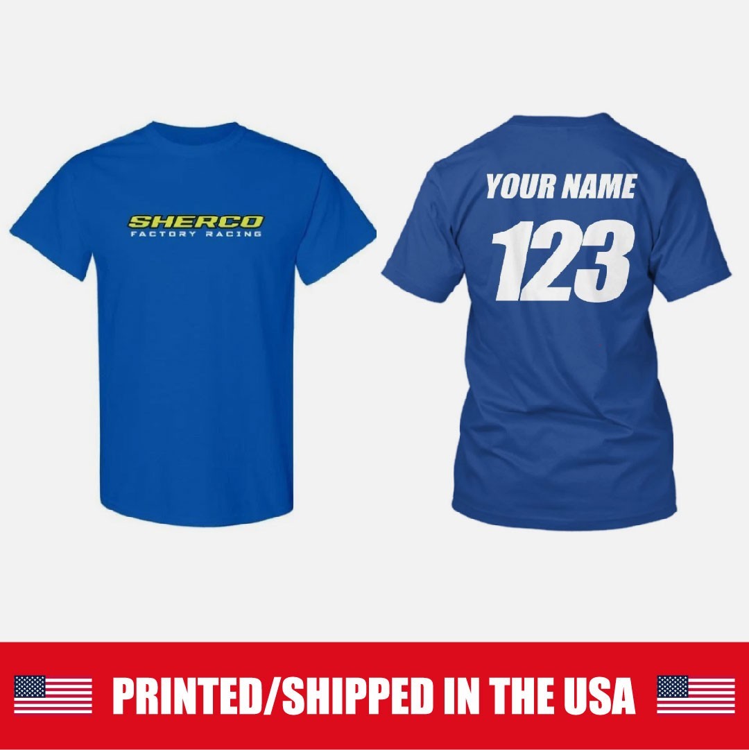 CUSTOMIZED RACING MOTO/XC/ENDURO TSHIRT FOR SHERCO TEAM YOUR NAME AND NUMBER