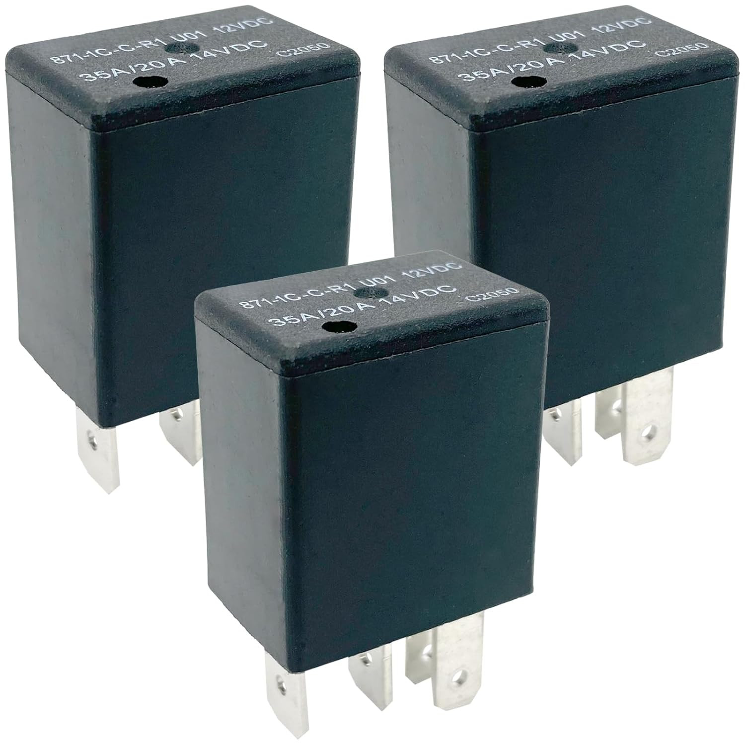 3-Piece 871-1C-C-R1 U01 12VDC Relay with 5-Pin 35A/20A at 14VDC Suitable for …