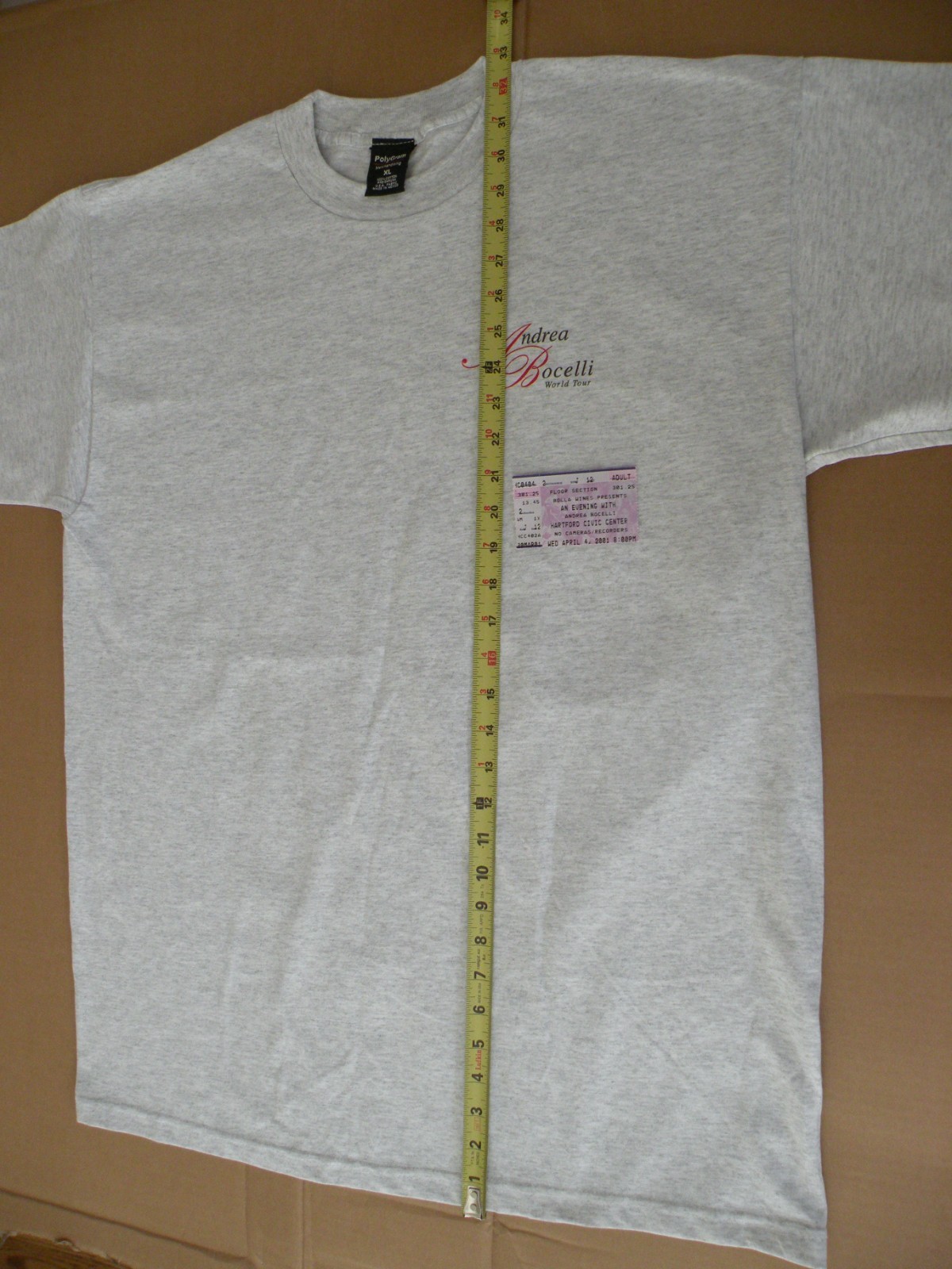 Andrea Bocelli Vintage 2001 World Tour Concert T-Shirt with Program and Ticket gallery