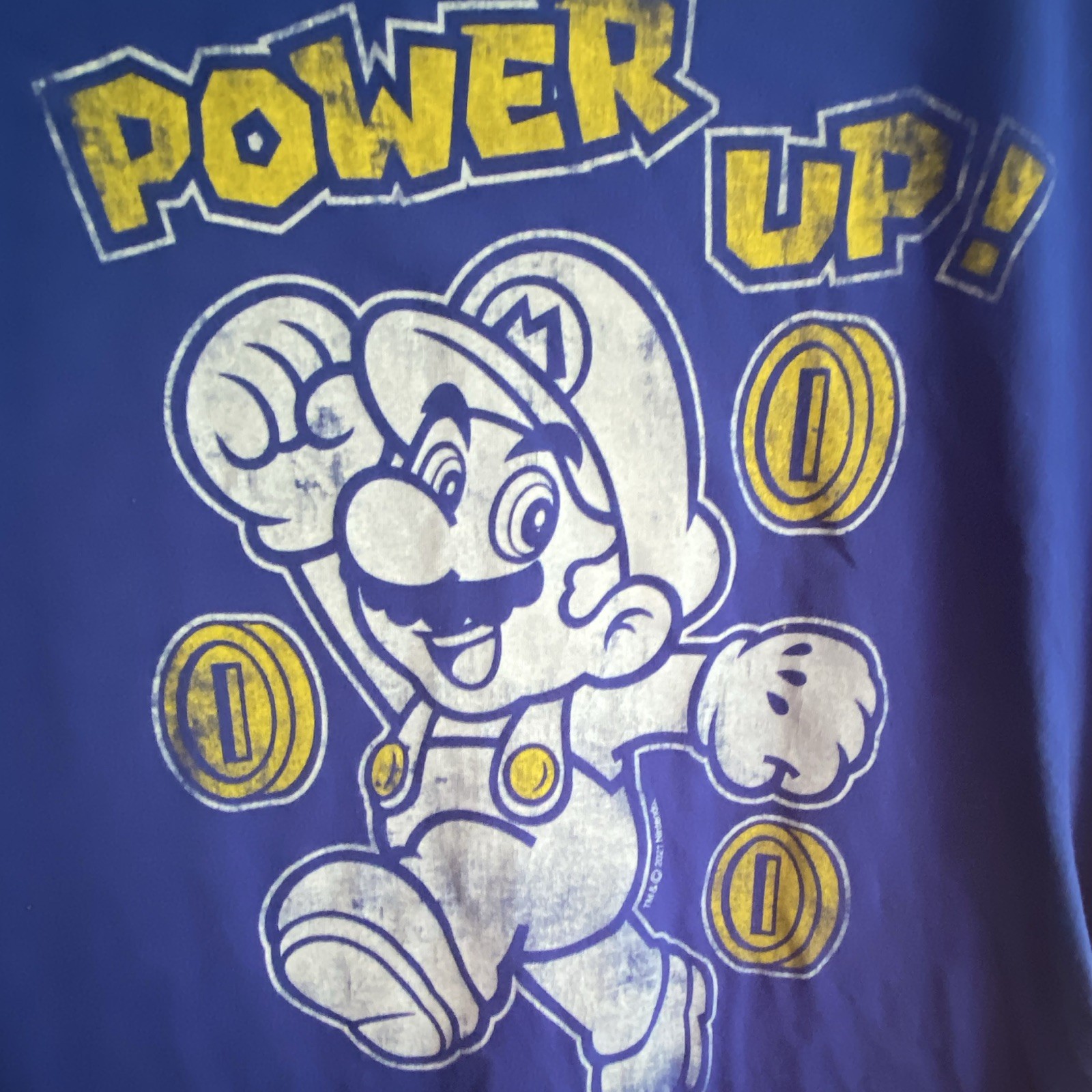 GAP Blue Super Mario Mario "Power Up" Graphic Print Short Sleeve Crew T-Shirt gallery