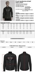 Punk Rave Men Black Gothic Punk Handsome Street Long Sleeve Shirt Slim Blouse