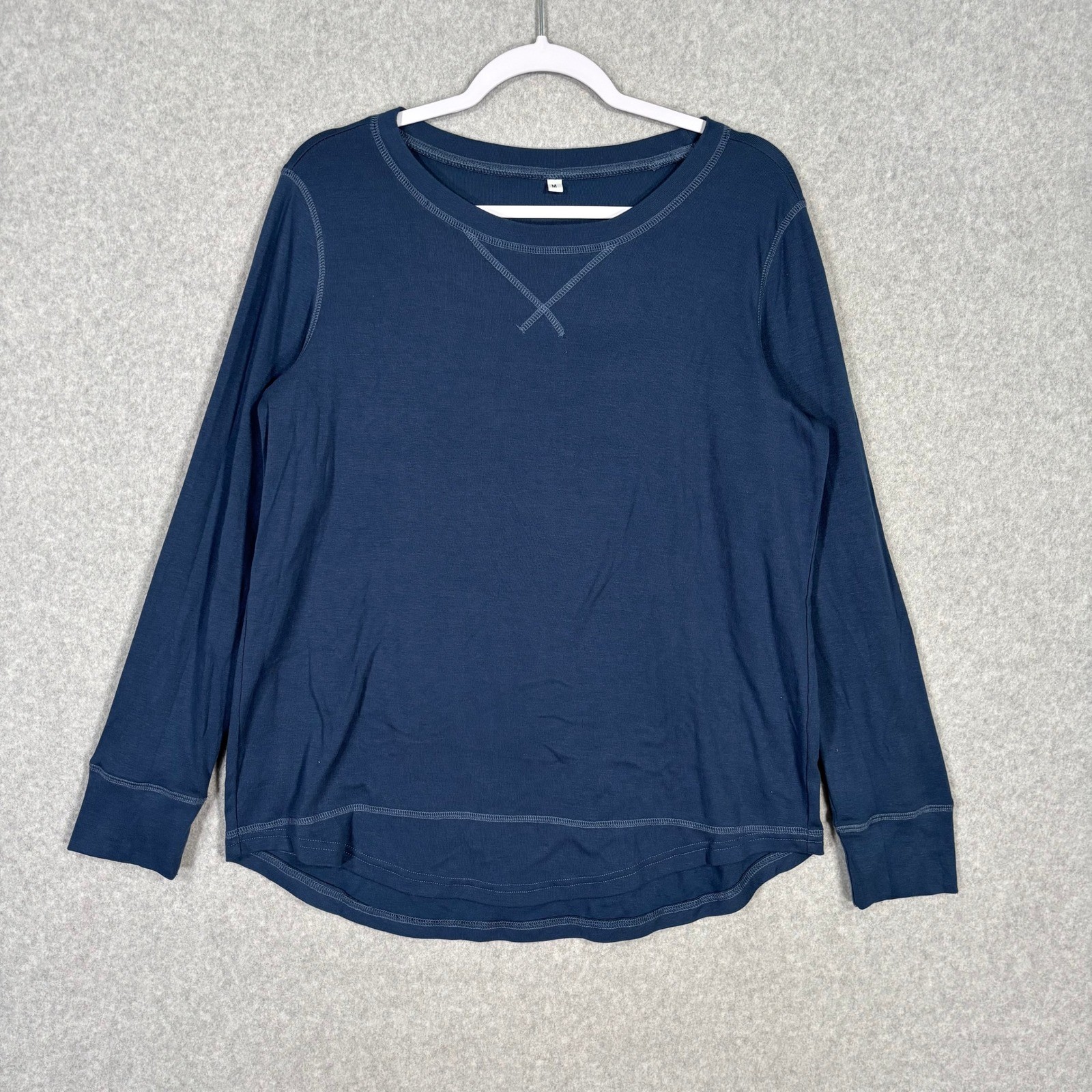Mens Thermal Base Layer Shirt Medium Navy Blue Lounge Pajama Long Sleeve Thin
