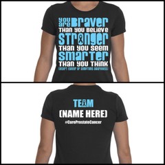Personalized Prostate Cancer Awareness T-Shirt Braver Light Blue Ribbon Custom