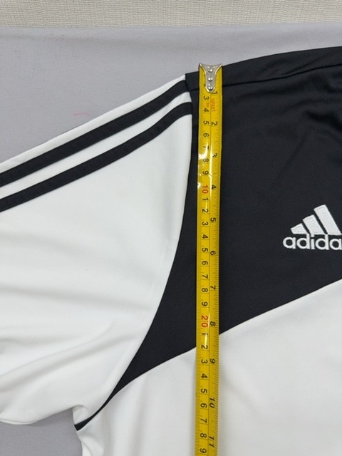Adidas Soccer Jersey Mens White Black Striped Short Sleeve XL Polyester gallery