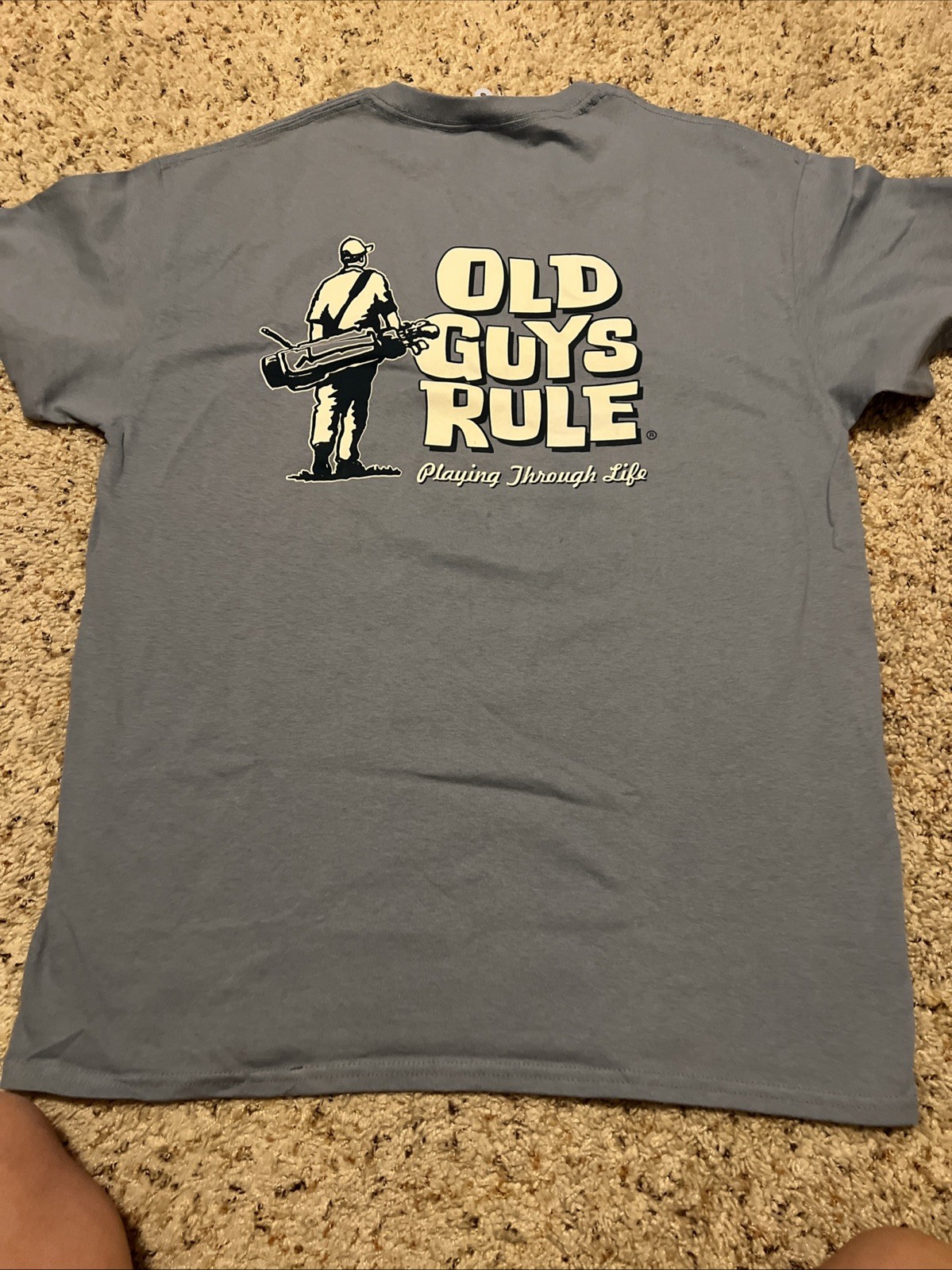 Old Guys Rules T-Shirt Mens L Blue Playing Through Life Golf Funny Caddy Boomer gallery
