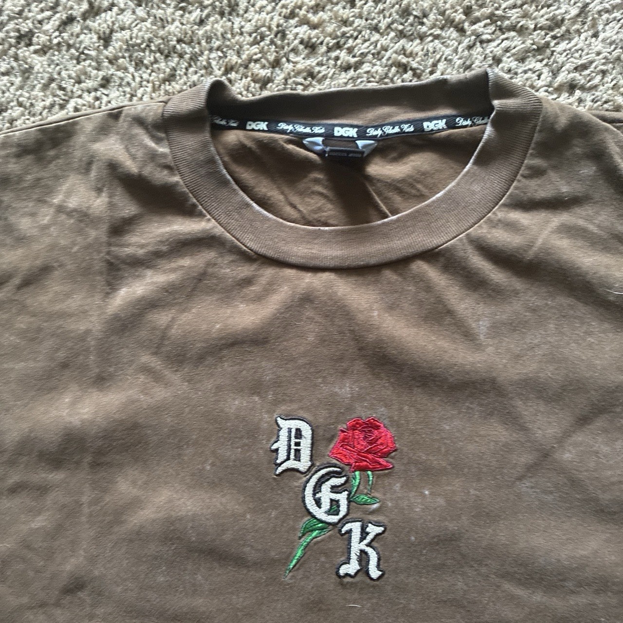 DGK Y2K Angel Skull Graphic T Shirt Mens XL Brown Oversized Streetwear gallery